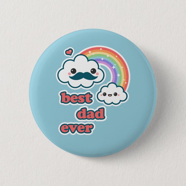 Badge Rond 5 Cm Meilleur papa mignon de nuage (Devant)