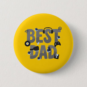 Badge Rond 5 Cm Meilleur Papa Papa Joueur Graphique Bouton