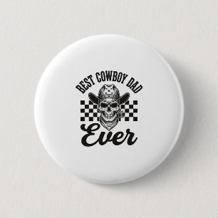 Badge Rond 5 Cm Meilleur père cowboy crâne conception de chemise W