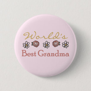 Badge Rond 5 Cm Meilleure grand-mère du monde Rose