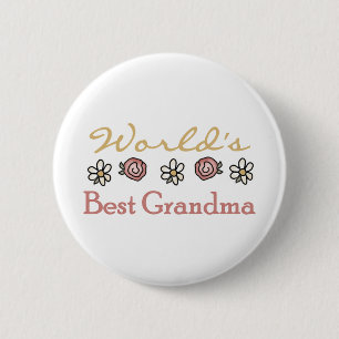 Badge Rond 5 Cm Meilleure grand-mère du monde Rose