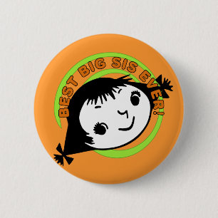 Badge Rond 5 Cm Meilleure grande soeur jamais rétro