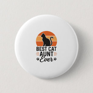 Badge Rond 5 Cm Meilleure Tante de Chat Vintage Sunset T-Shirt Des