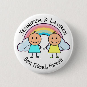 Badge Rond 5 Cm Meilleures Amies Pour Toujours Personnalisé