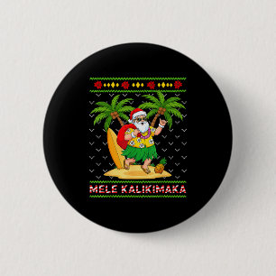 Badge Rond 5 Cm Mele Kalikimaka Rétro Père Noël Shaka Hawaii Noël