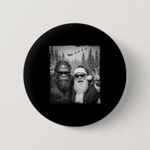 Badge Rond 5 Cm Mème drôle de Sasquatch Photo cool avec Santa Noël