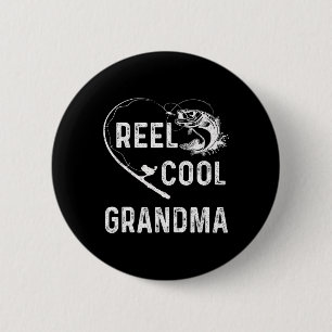 Badge Rond 5 Cm Mémé super cool amoureuse de la pêche rétro pour l