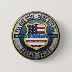 Badge Rond 5 Cm Mémorial de la ligne bleue mince de la police de D