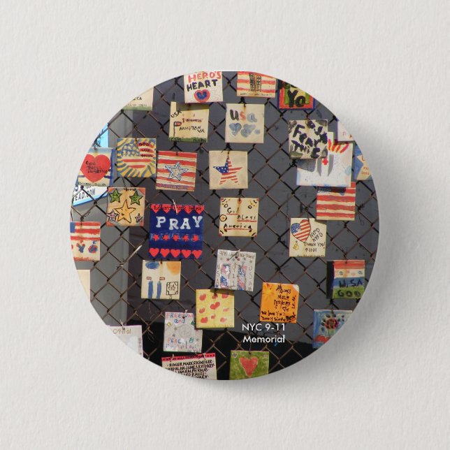 Badge Rond 5 Cm Mémorial de NYC 9-11 (Devant)