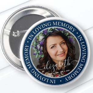 Badge Rond 5 Cm Mémorial en mémoire d'amour Élégante photo cla