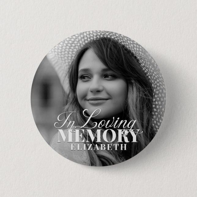 Badge Rond 5 Cm Mémorial en mémoire d'amour photo moderne élégante (Devant)