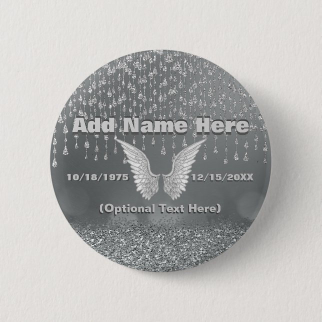 Badge Rond 5 Cm Mémorial - Larmes d'argent (Devant)