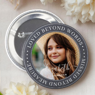 Badge Rond 5 Cm Memorial Love Beyond Words Élégant Photo Chic