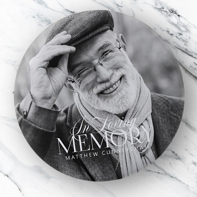 Badge Rond 5 Cm Memorial Love Simple Photo moderne (Créateur téléchargé)