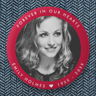 Badge Rond 5 Cm Mémorial moderne   Hommage aux funérailles roses