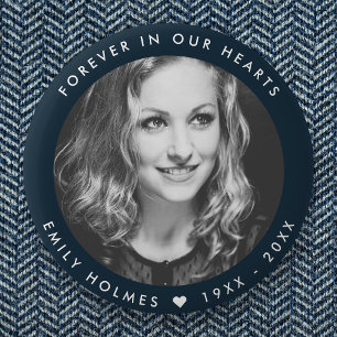 Badge Rond 5 Cm Mémorial moderne   Marine Blue Funeral Favoriser l