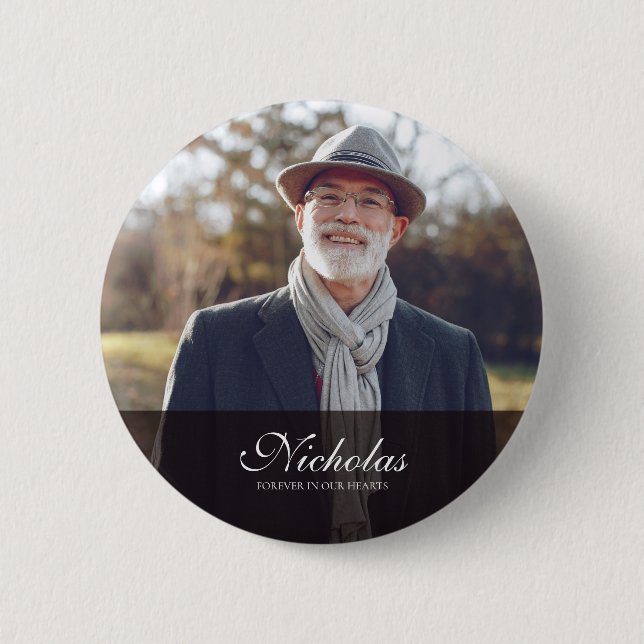 Badge Rond 5 Cm Mémorial photo classique et simple (Devant)