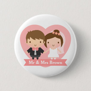 Badge Rond 5 Cm Ménages mariés heureusement mignons de nouveaux