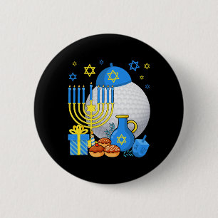 Badge Rond 5 Cm Menorah de balle de golf juive drôle Happy Hanukka