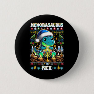 Badge Rond 5 Cm Menorasaurus Rex Dino Trex Sweater de Noël dégueul