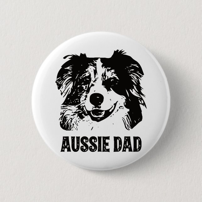 Badge Rond 5 Cm Mens Aussie Papa - Australian Shepherd Chien Papa (Devant)