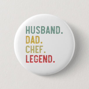Badge Rond 5 Cm Mens Vintage T-shirt Husband Papa Chef Legend Retr