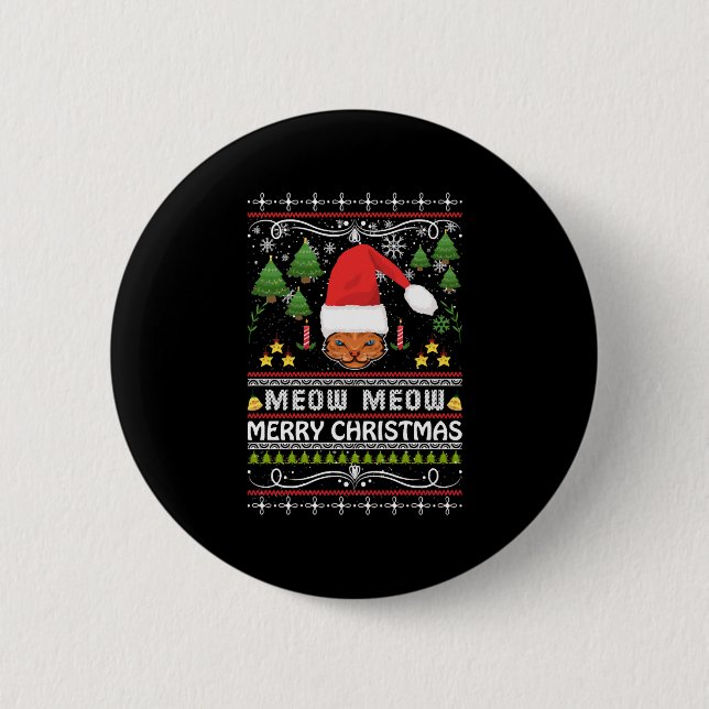 Badge Rond 5 Cm Meow Meow Meow laide de Noël (Devant)