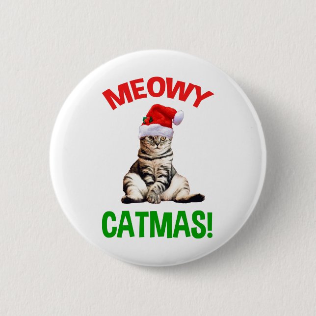 Badge Rond 5 Cm Meowy Catmas ! (Devant)