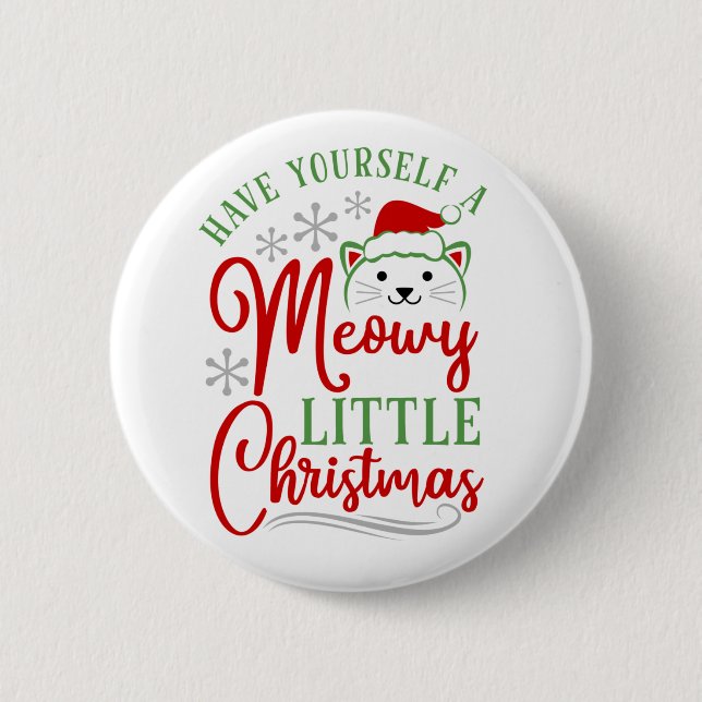 Badge Rond 5 Cm Meowy Little Christmas (Devant)