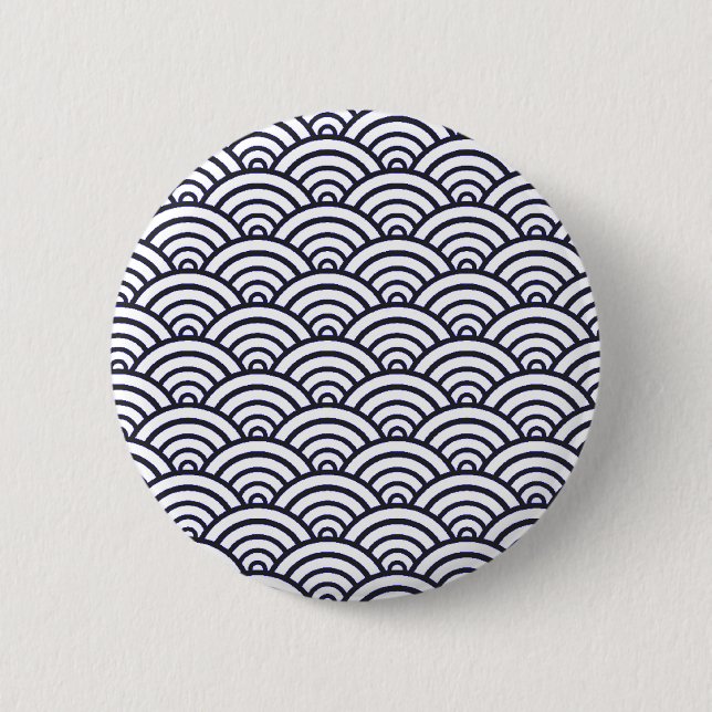 Badge Rond 5 Cm Mer de Seigaiha (Devant)