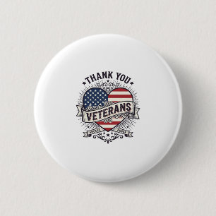 Badge Rond 5 Cm Merci aux vétérans Vector Design de cœur patriotiq