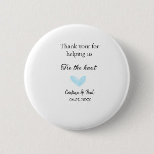 Badge Rond 5 Cm merci cravate le noeud bleu coeur mariage rustique
