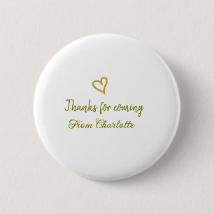 Badge Rond 5 Cm merci d'être venu nom à ajouter message texte cœur