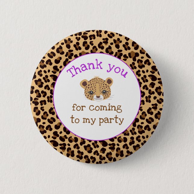 Badge Rond 5 Cm Merci Empreinte de léopard pourpre Quatrefoil (Devant)