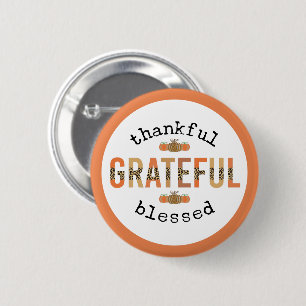 Badge Rond 5 Cm Merci Grateful Blessé mignon automne Thanksgiving