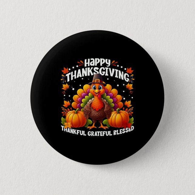 Badge Rond 5 Cm Merci Grateful Bon thanksgiving Turke (Devant)