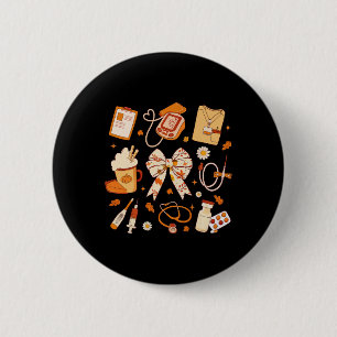 Badge Rond 5 Cm Merci Infirmière Automne Stethoscope Coquette Bow