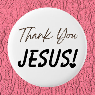Badge Rond 5 Cm Merci Jésus exclamation gras Cœur Chrétien 