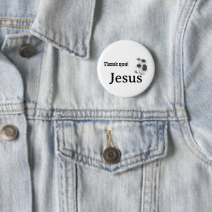 Badge Rond 5 Cm Merci Jésus Tournesols Noir Blanc Chrétien 