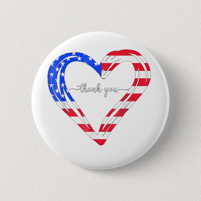 Badge Rond 5 Cm Merci pour votre drapeau Service American (Devant)