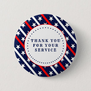 Badge Rond 5 Cm Merci pour votre service Stars and Stripes