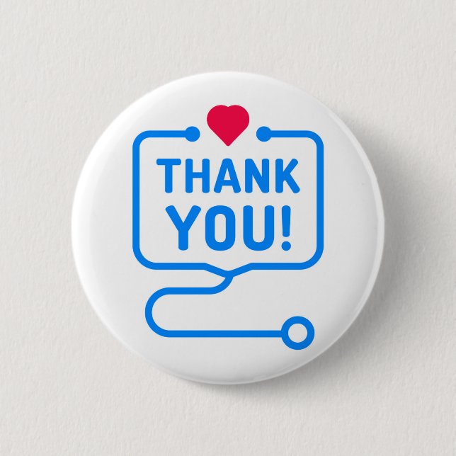 Badge Rond 5 Cm Merci | Stethoscope cardiaque (Devant)