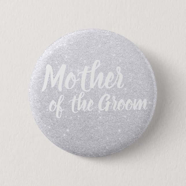 Badge Rond 5 Cm Mère argentée moderne élégante de parties (Devant)