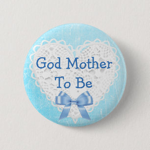 Badge Rond 5 Cm Mère de Dieu à être bouton de dentelle bleu de