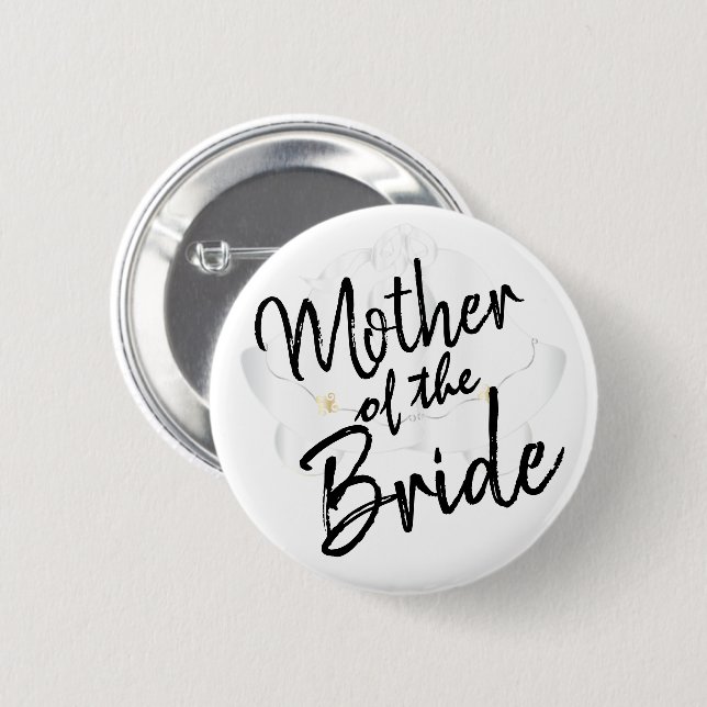 Badge Rond 5 Cm Mère de la jeune mariée - calligraphie de (Devant & derrière)