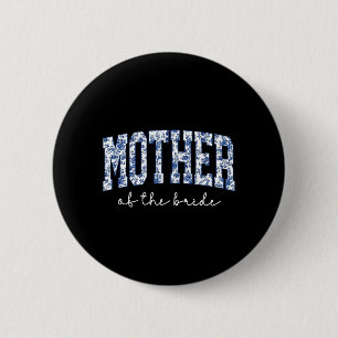 Badge Rond 5 Cm Mère de la mariée bleue florale Toile appariée
