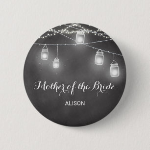 Badge Rond 5 Cm Mère de la mariée bouton noir blanc