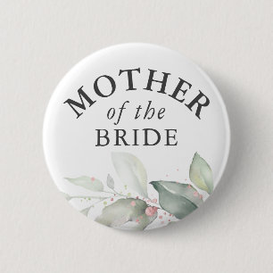 Badge Rond 5 Cm Mère de la mariée - Feuilles d'élégante verdure