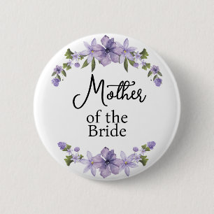 Badge Rond 5 Cm Mère de la mariée Mariage floral violet