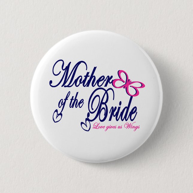 Badge Rond 5 Cm Mère de la mariée / papillon (Devant)